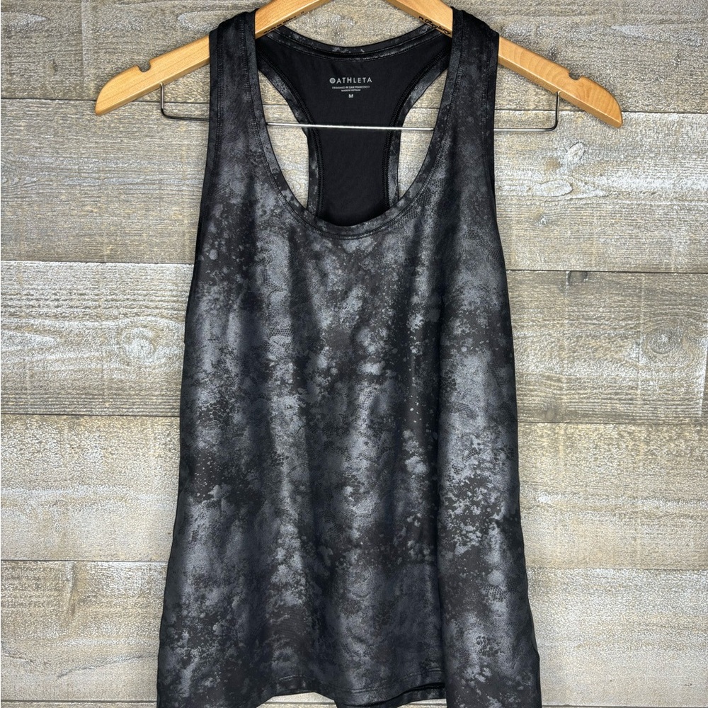 Athleta black marble wash racerback athletic workout tank top